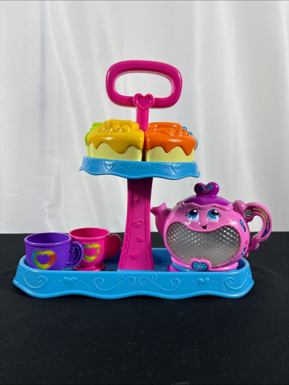 Leapfrog Pink Tea Set Playset with Blue Stand, Colorful Cups and Talking Teapot